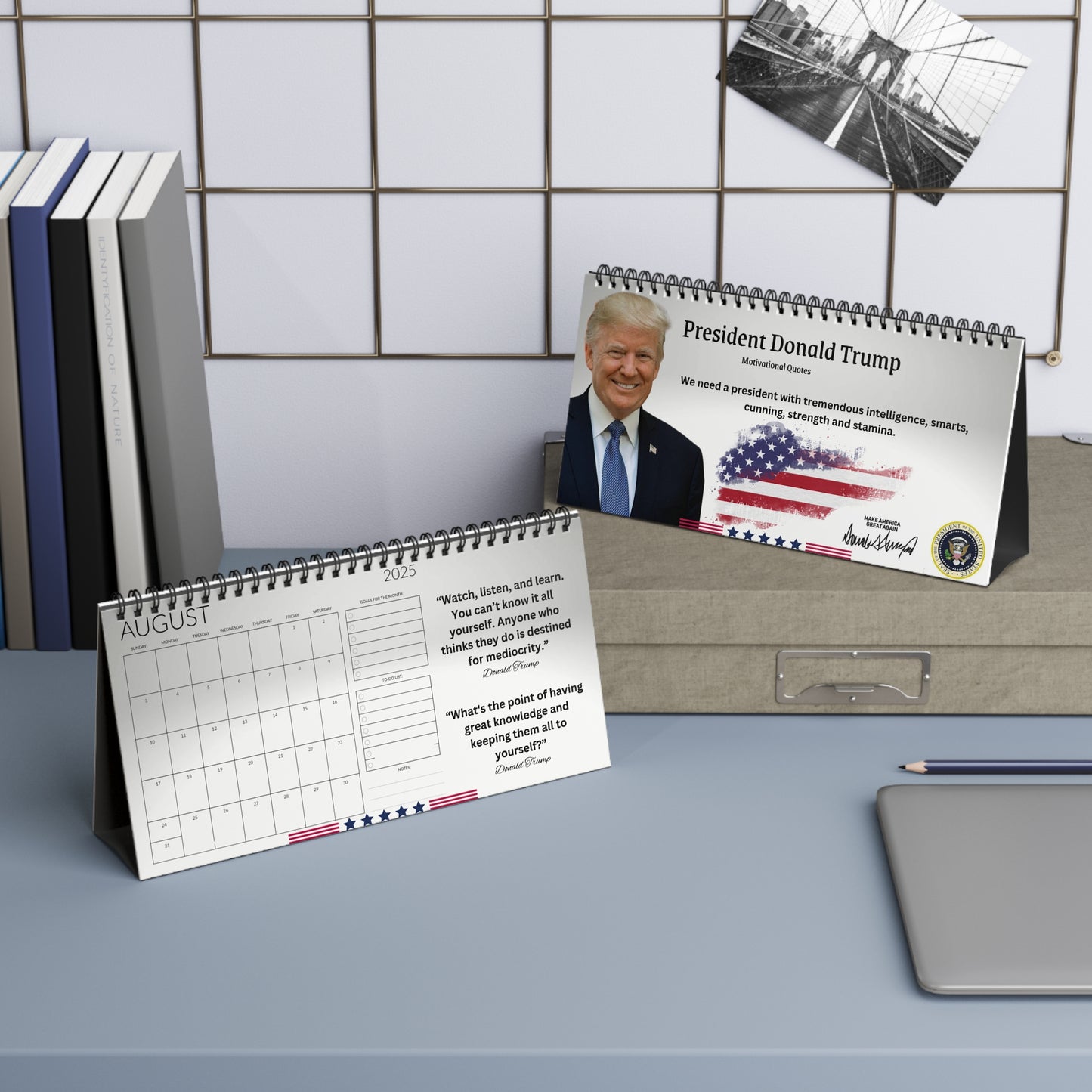 Desktop Calendar, Donald Trump Motivational Quotes Calendar, Inspirational Yearly Planner, Monthly Wall Calendar, Office Desk Decor, 2025